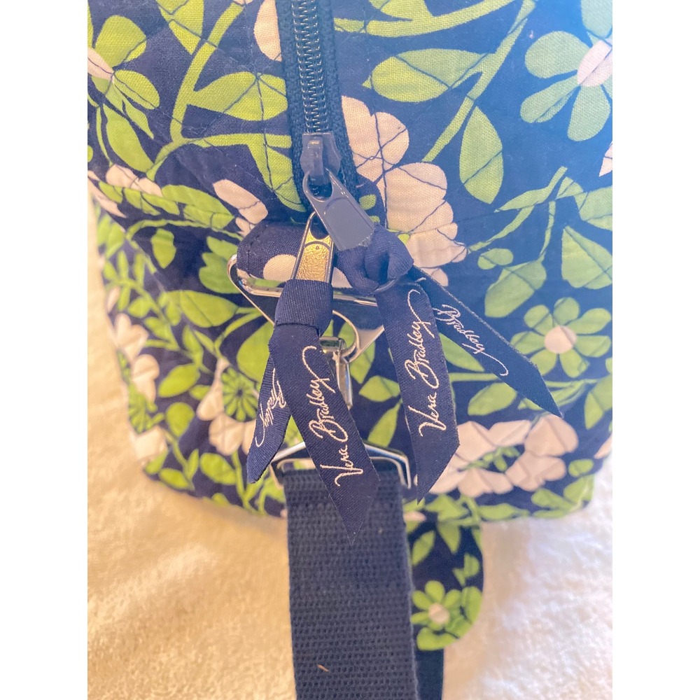 Vera Bradley Quilted Cotton Floral "Lucky You" Green Navy White Travel Weekender - Picture 3 of 8